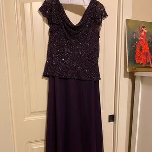 Long formal dress, purple with sequins.